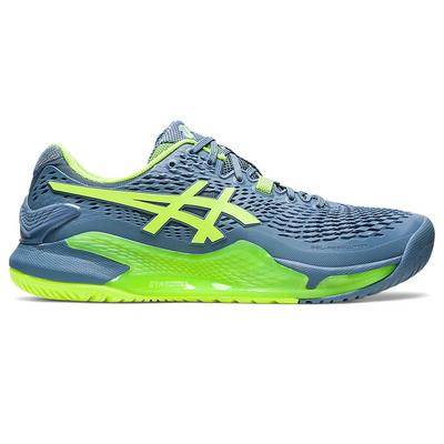 Asics Mens GEL-Resolution 9 Tennis Shoes - Steel Blue/Hazard Green