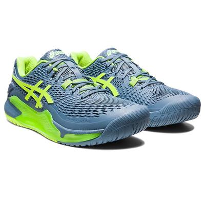 Asics Mens GEL-Resolution 9 Tennis Shoes - Steel Blue/Hazard Green