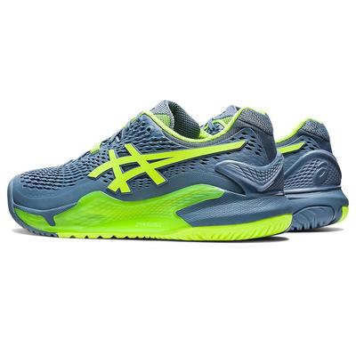 Asics Mens GEL-Resolution 9 Tennis Shoes - Steel Blue/Hazard Green