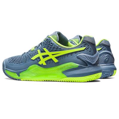Asics Mens GEL-Resolution 9 Clay Tennis Shoes - Steel Blue/Hazard Green - main image