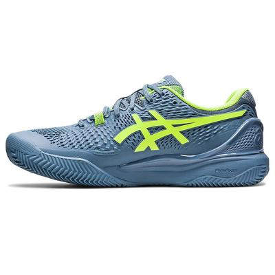Asics Mens GEL-Resolution 9 Clay Tennis Shoes - Steel Blue/Hazard Green - main image