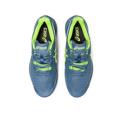 Asics Mens GEL-Resolution 9 Clay Tennis Shoes - Steel Blue/Hazard Green - main image