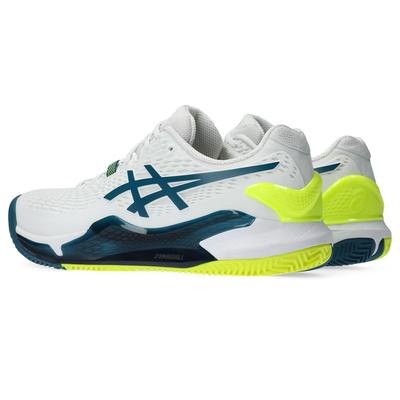 Asics Mens GEL-Resolution 9 Clay Tennis Shoes - White/Blue/Yellow - main image