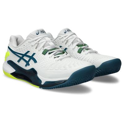 Asics Mens GEL-Resolution 9 Clay Tennis Shoes - White/Blue/Yellow - main image