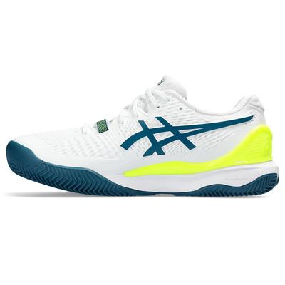 Asics Mens GEL-Resolution 9 Clay Tennis Shoes - White/Blue/Yellow - main image