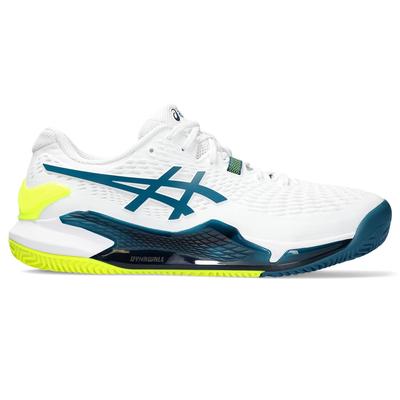 Asics Mens GEL-Resolution 9 Clay Tennis Shoes - White/Blue/Yellow - main image