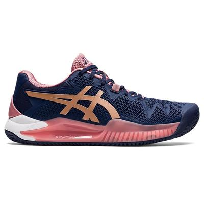 Asics Womens GEL-Resolution 8 Clay Tennis Shoes - Peacoat/Rose Gold - main image