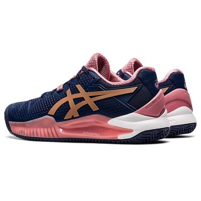 Asics Womens GEL-Resolution 8 Clay Tennis Shoes - Peacoat/Rose Gold - main image