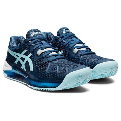 Asics Womens GEL-Resolution 8 Clay Tennis Shoes -  Light Indigo/Clear Blue