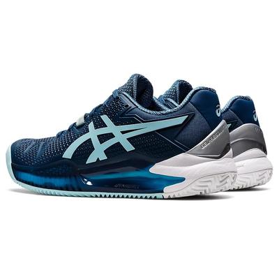 Asics Womens GEL-Resolution 8 Clay Tennis Shoes -  Light Indigo/Clear Blue