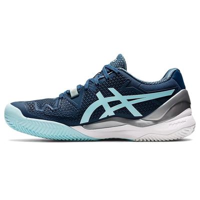 Asics Womens GEL-Resolution 8 Clay Tennis Shoes -  Light Indigo/Clear Blue