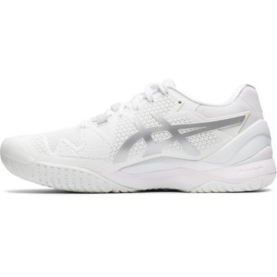Asics Womens GEL-Resolution 8 Tennis Shoes - White/Pure Silver - main image