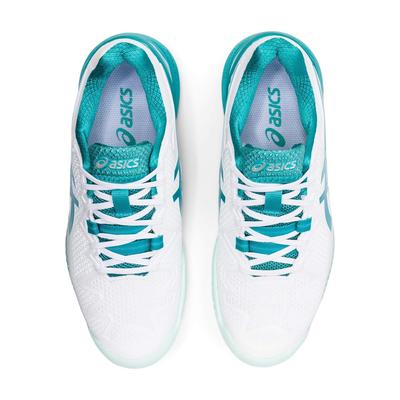 Asics Womens GEL-Resolution 8 Tennis Shoes - White/Lagoon - main image