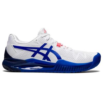 Asics Womens GEL-Resolution 8 Tennis Shoes - White/Lapis Lazuli Blue - main image