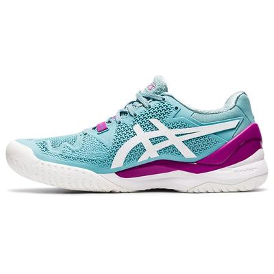 Asics Womens GEL-Resolution 8 Tennis Shoes - Smoke Blue/White - main image