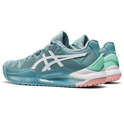 Asics Womens GEL-Resolution 8 Tennis Shoes - Smoke Blue/White