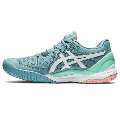 Asics Womens GEL-Resolution 8 Tennis Shoes - Smoke Blue/White