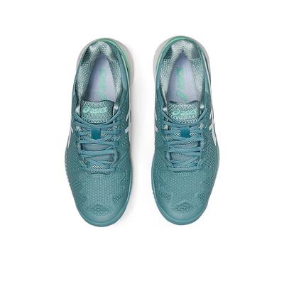 Asics Womens GEL-Resolution 8 Tennis Shoes - Smoke Blue/White