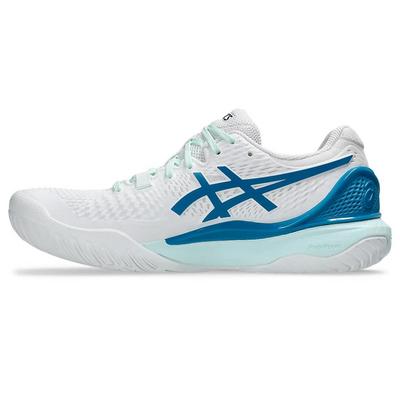 Asics Womens GEL-Resolution 9 Tennis Shoes - White/Teal Blue - main image
