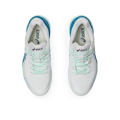 Asics Womens GEL-Resolution 9 Tennis Shoes - White/Teal Blue - main image