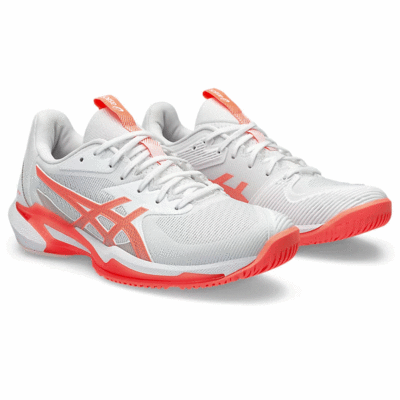Asics Womens Solution Speed FF 3 Tennis Shoes - White/Sun Coral - main image