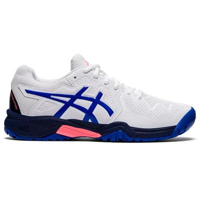 Asics Kids GEL-Resolution 8 GS Tennis Shoes - White/Lapis Lazuli Blue - main image