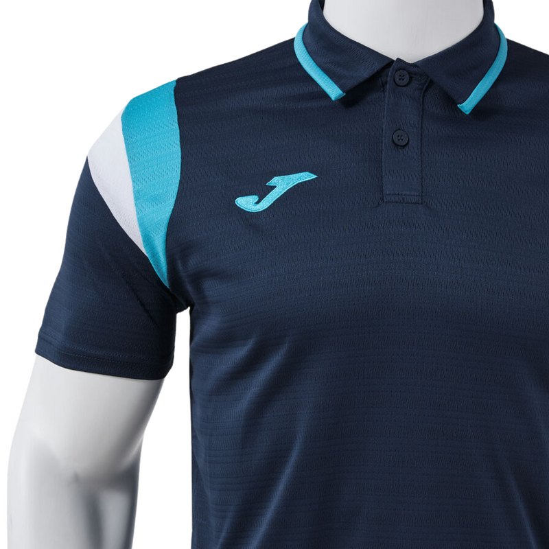 Joma Mens Terra Short Sleeve Polo Shirt - Dark Navy/Fluor Turquoise - main image
