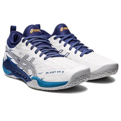 Asics Mens Blast FF 3 Indoor Court Shoes - White/Deep Ocean - main image