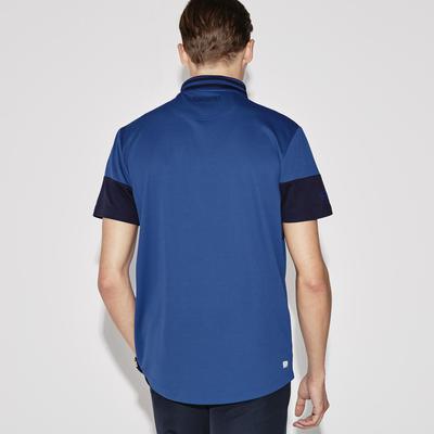 Lacoste Sport Mens Striped Polo - Monaco Blue/Navy - main image