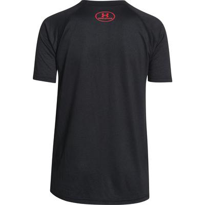 Under Armour Boys Tech Short Sleeve Top - Black/Risk Red - main image