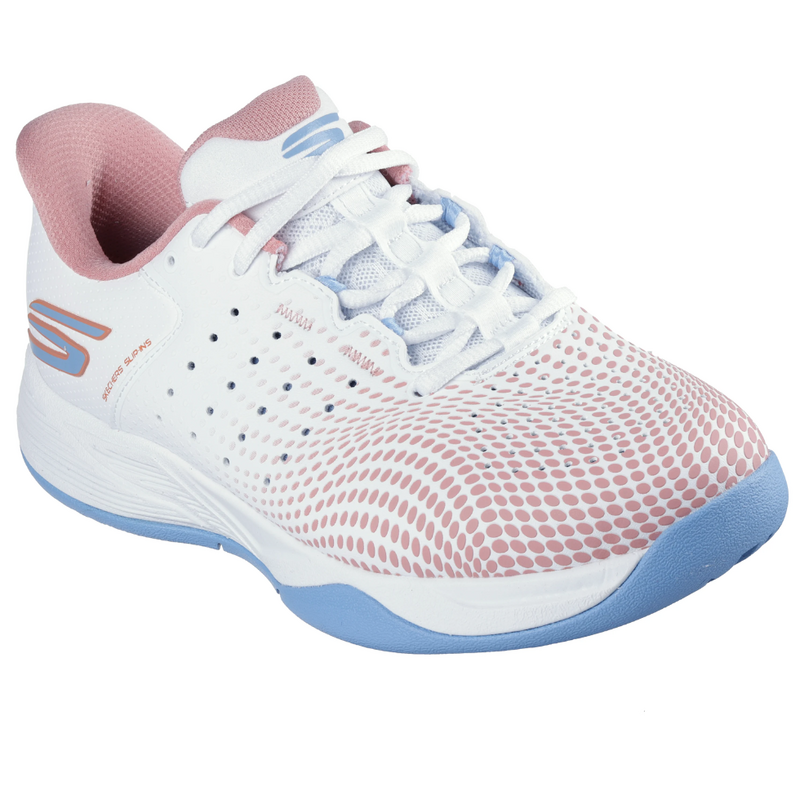 Skechers Womens Viper Court Reload Slip-ins Relaxed Fit - White/Light Blue/Pink - main image