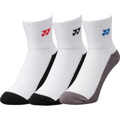 Yonex 19131EX Quarter Socks (3 Pairs) - White/Black