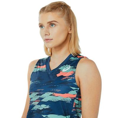 Asics Womens Match Graphic Tank - Light Indigo