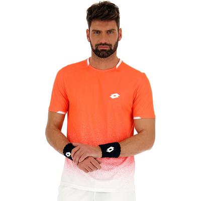 Lotto Mens Tech Tee - Fiery Coral/Bright White - main image