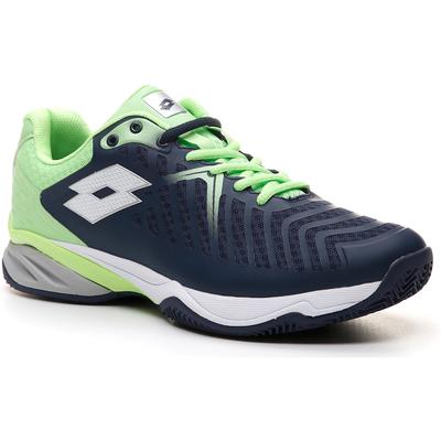 Lotto Mens Space 400 Clay Tennis Shoes - Navy Blue/All White/Green Apple