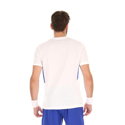 Lotto Mens Tech i D1 Tennis Tee - White/Blue - Tennisnuts.com