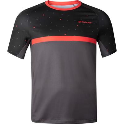 Babolat Boys Compete Crew Neck Tee - Black/Poppy Red - main image