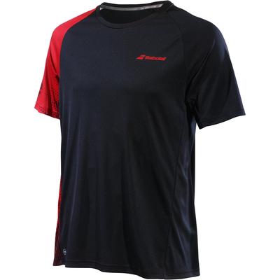 Babolat Boys Performance Crew Neck Tee - Black/Salsa Red