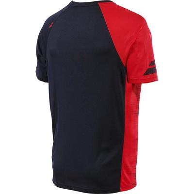 Babolat Boys Performance Crew Neck Tee - Black/Salsa Red