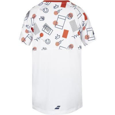 Babolat Boys Compete Crew Neck Tee - White/Pumpkin - main image