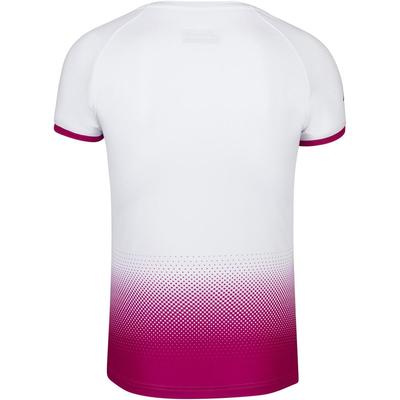 Babolat Girls Compete Cap Sleeve Top - White/Vivacious Red - main image