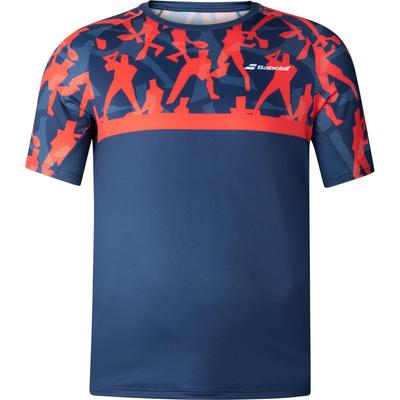 Babolat Mens Compete Crew Neck Tee - Poppy Red/Estate Blue - main image