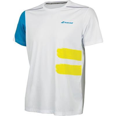 Babolat Mens Performance Crew Neck Tee - White/Mosaic Blue - main image
