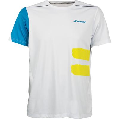Babolat Mens Performance Crew Neck Tee - White/Mosaic Blue - main image