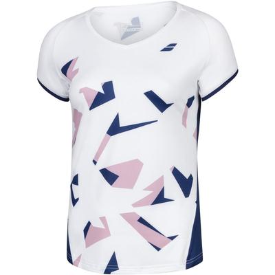 Babolat Womens Compete Cap Sleeve Top - White/Estate Blue - main image
