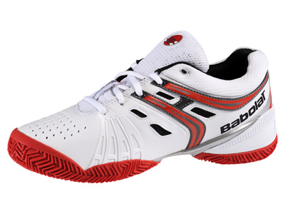 Babolat Mens V-Pro Clay Tennis Shoes - White/Red - main image