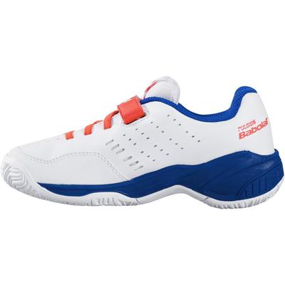 Babolat Kids Pulsion Velcro Tennis Shoes - White/Dazzling Blue