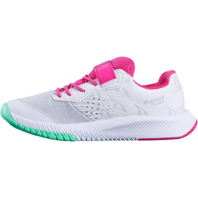 Babolat Kids Pulsion Velcro Tennis Shoes - White/Red Rose - main image