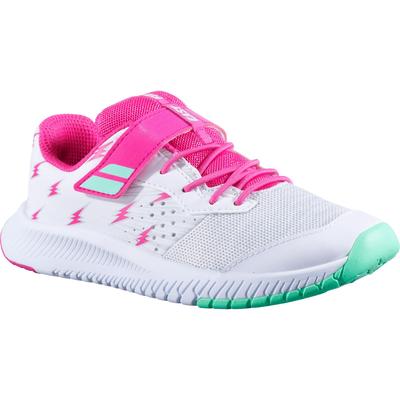 Babolat Kids Pulsion Velcro Tennis Shoes - White/Red Rose - main image