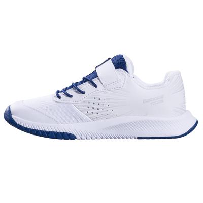 Babolat Kids Pulsion Velcro Tennis Shoes - White/Estate Blue